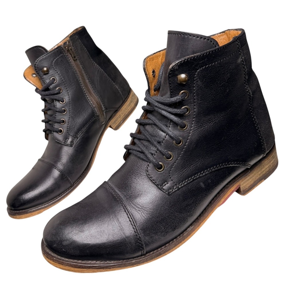 Call It Spring Donovann Black Lace Up Leather Ankle Boots Mens 10.5